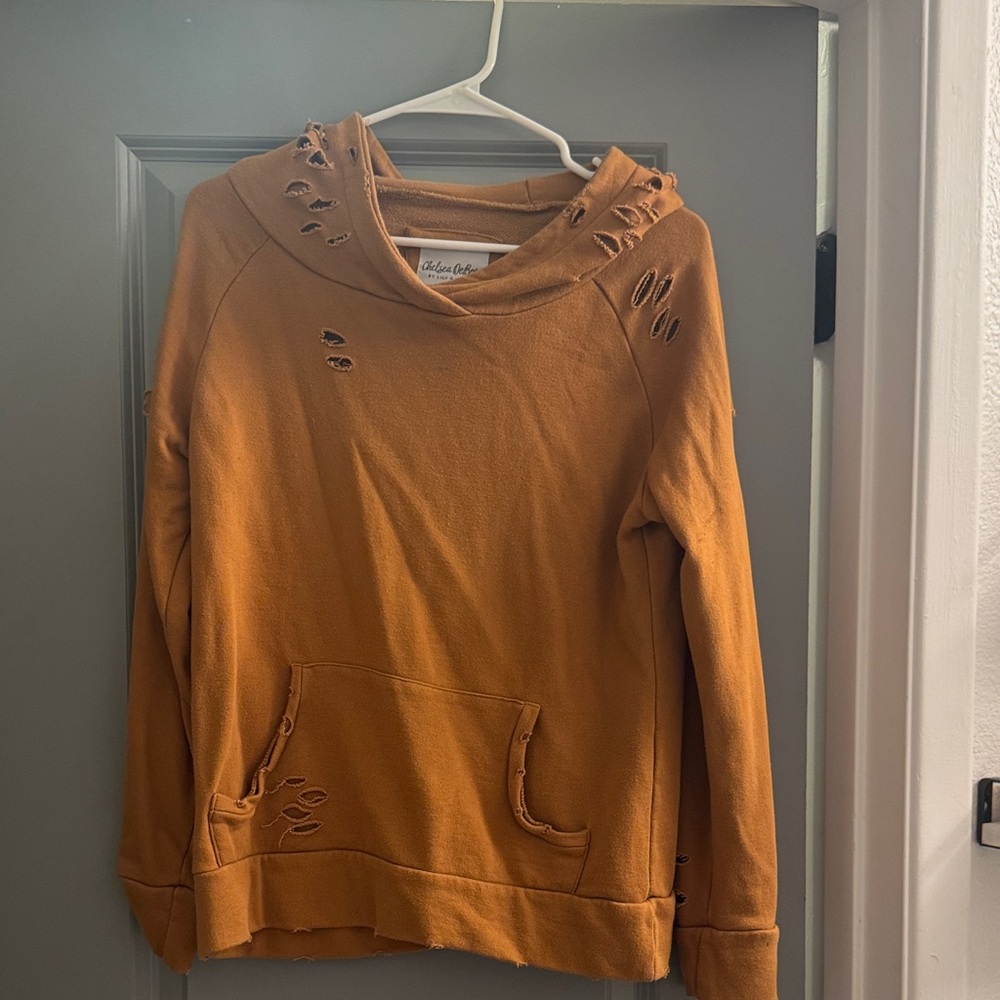 Stylish Distressed Tan Hoodie
